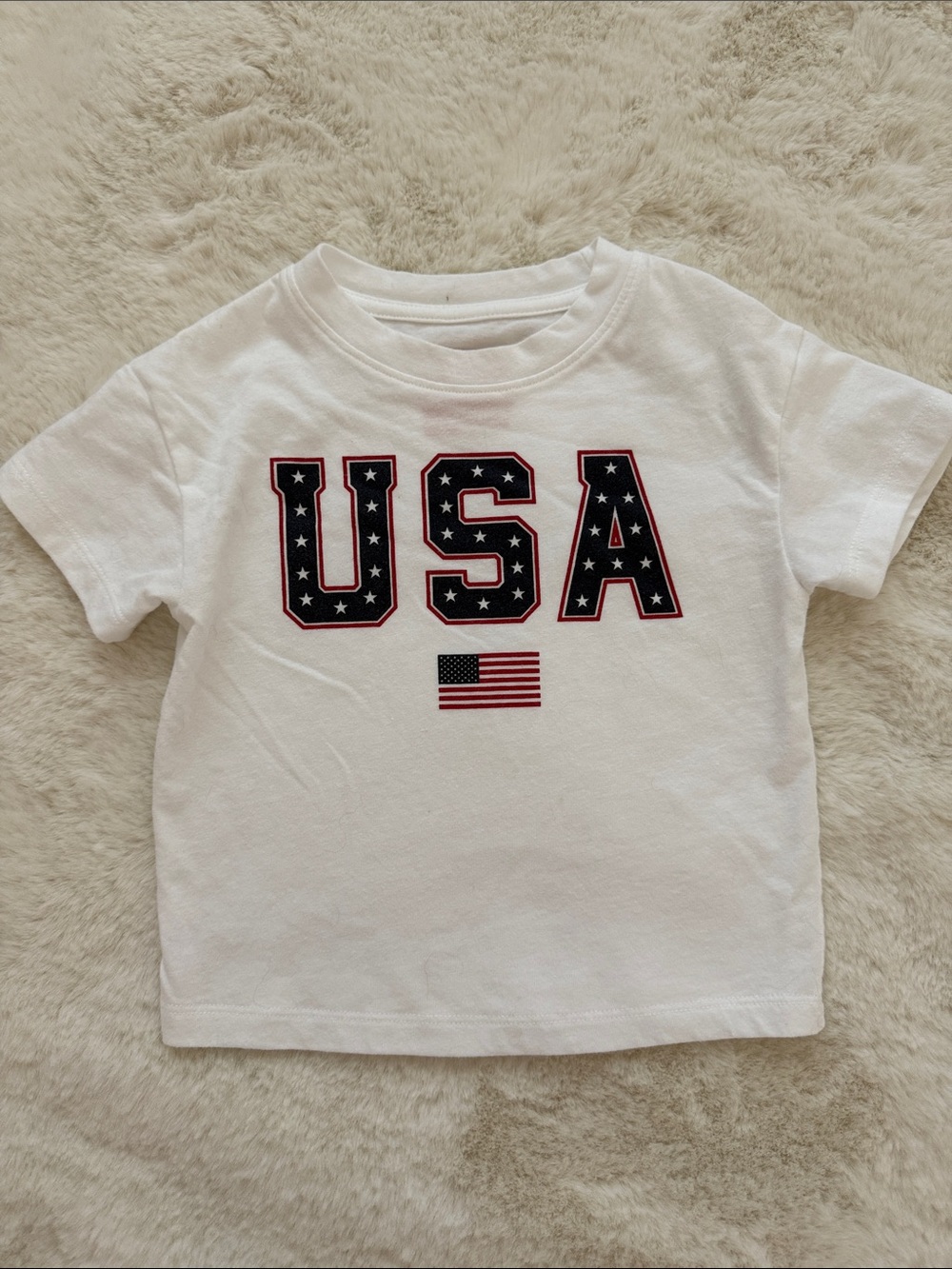 Cat & Jack White USA Graphic Tee with Navy and Red Details